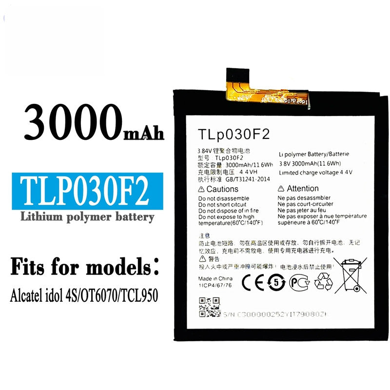Batterie de remplacement pour Blackberry DTek60 / Alcatel One Touch Idol 4S (OT-6070), TLp030F1 Batterie de remplacement pour Blackberry DTek60 / Alcatel One Touch Idol 4S (OT-6070), TLp030F1